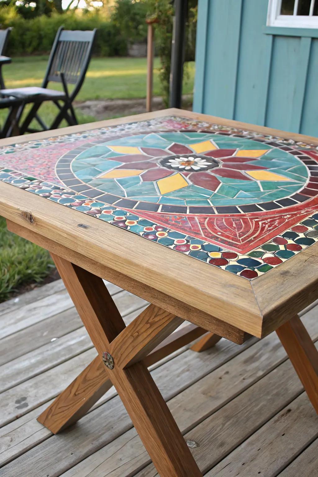 Unleash your creativity with a DIY mosaic tabletop.