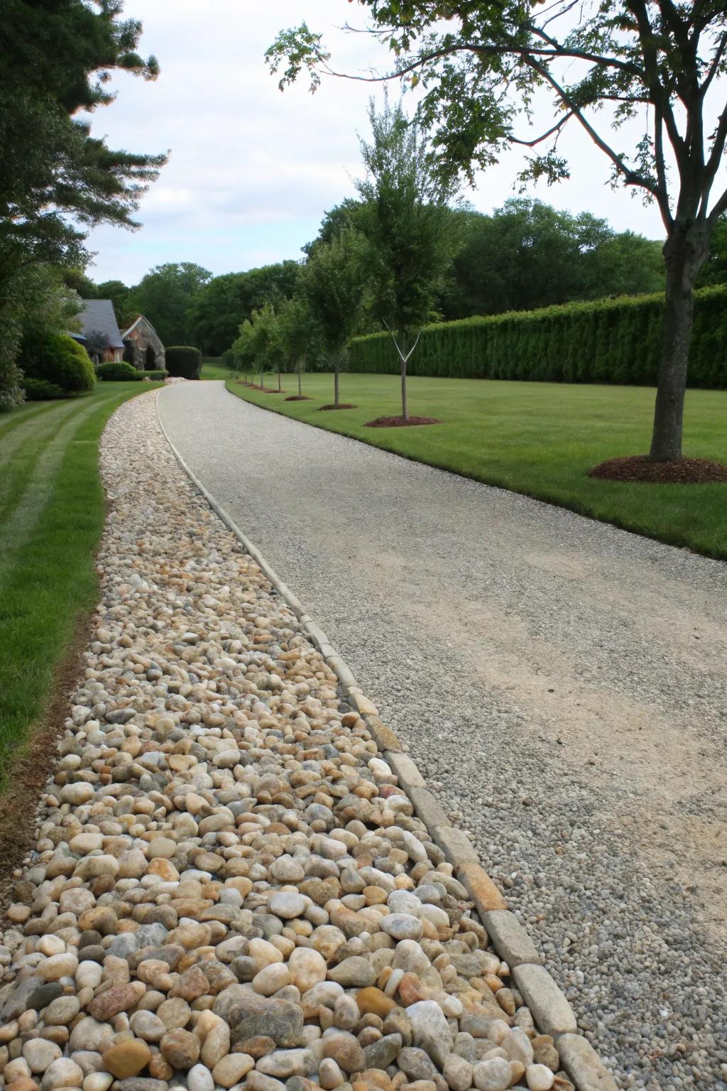 Decorative stones add unique character to gravel driveways.