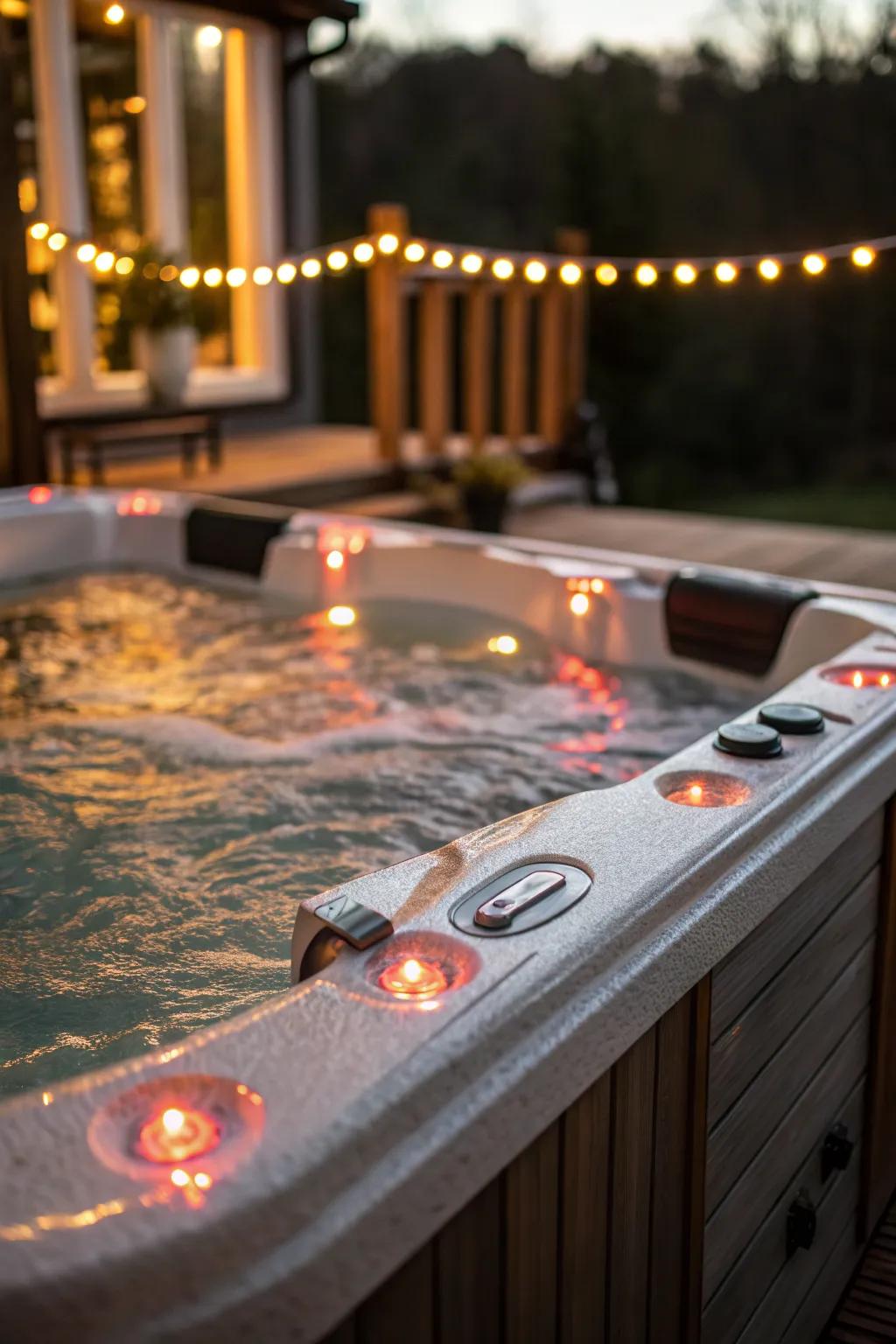 Underwater LED lights turn your hot tub into a glowing oasis.