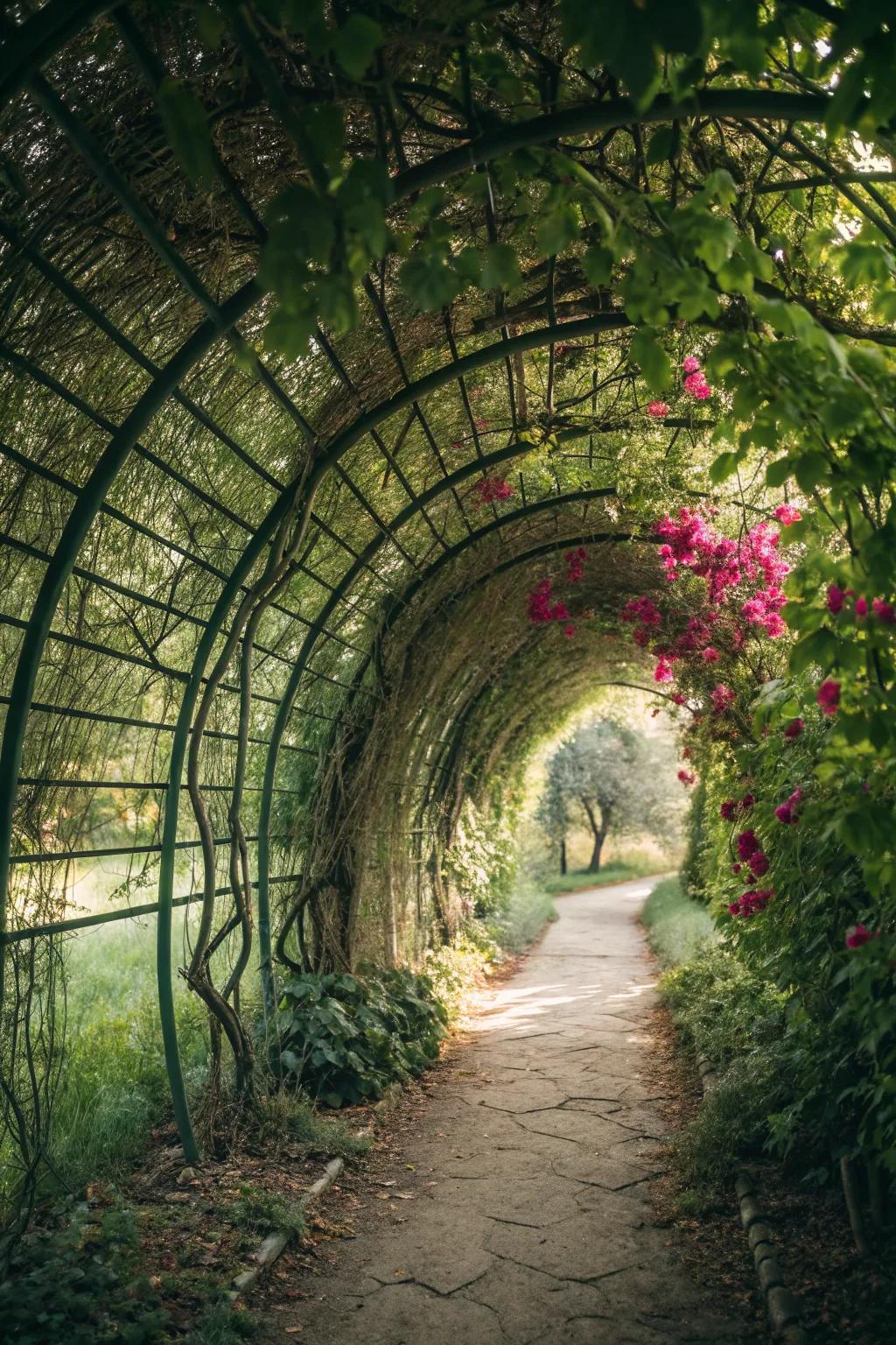 Walk through a magical lattice tunnel in your garden.