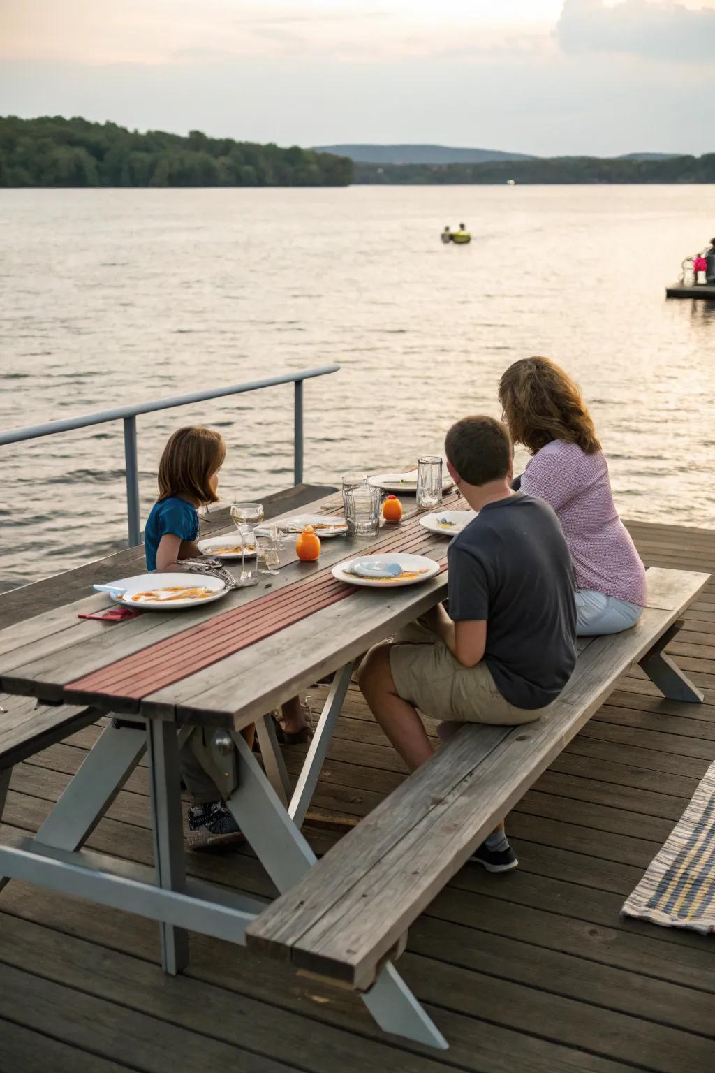 Enjoy family meals with a classic picnic table.