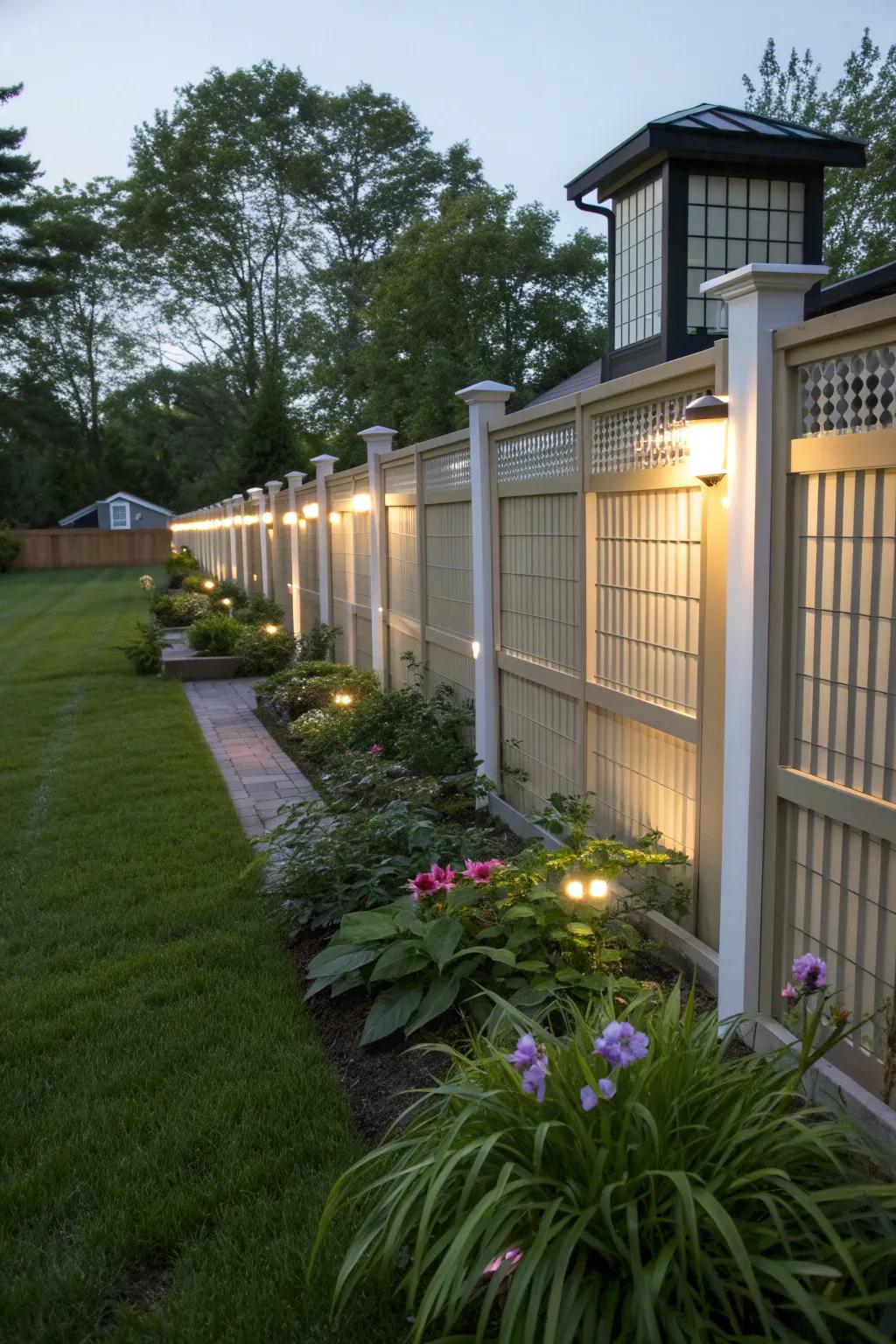 Add ambiance with integrated fence lighting.