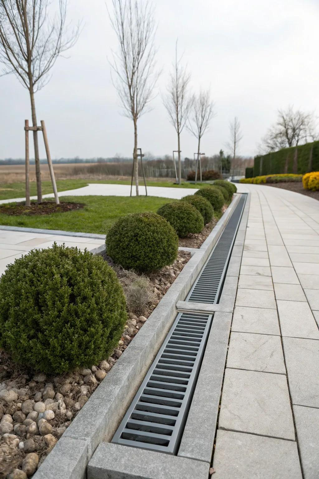 Minimalist designs ensure drain covers blend effortlessly into the landscape.