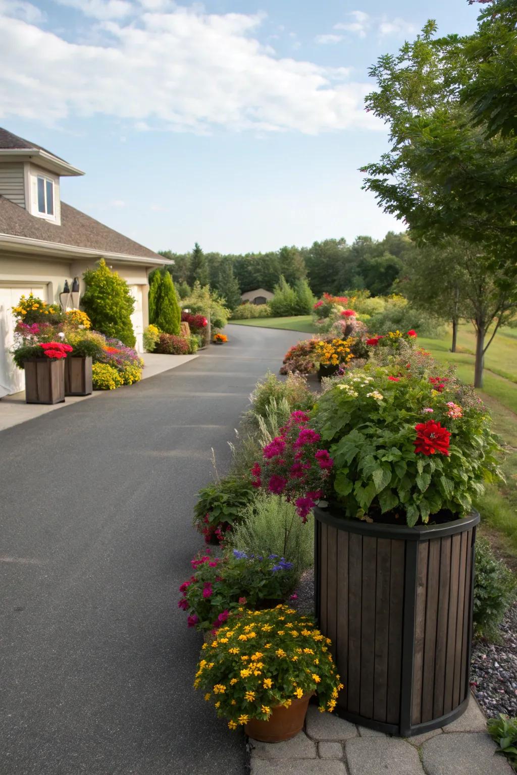 Colorful containers add vibrant pops of color.