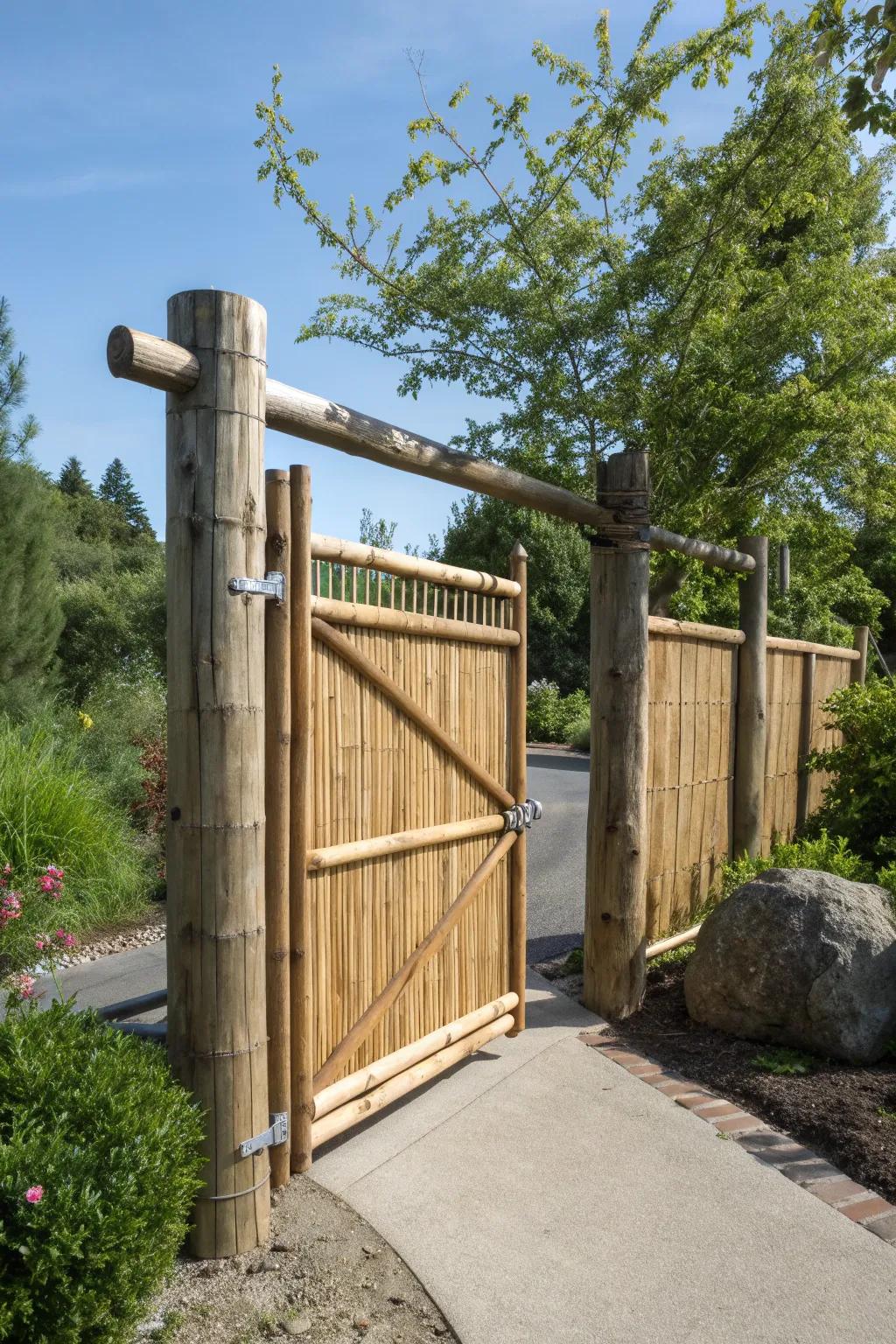 Eco-friendly materials create a green and stylish entrance.