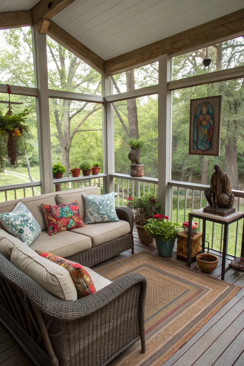 A porch with artistic flair and personality.