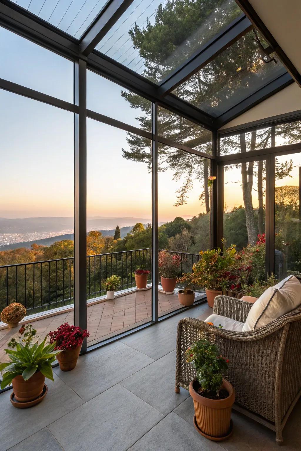 Enjoy panoramic views with glass panels.