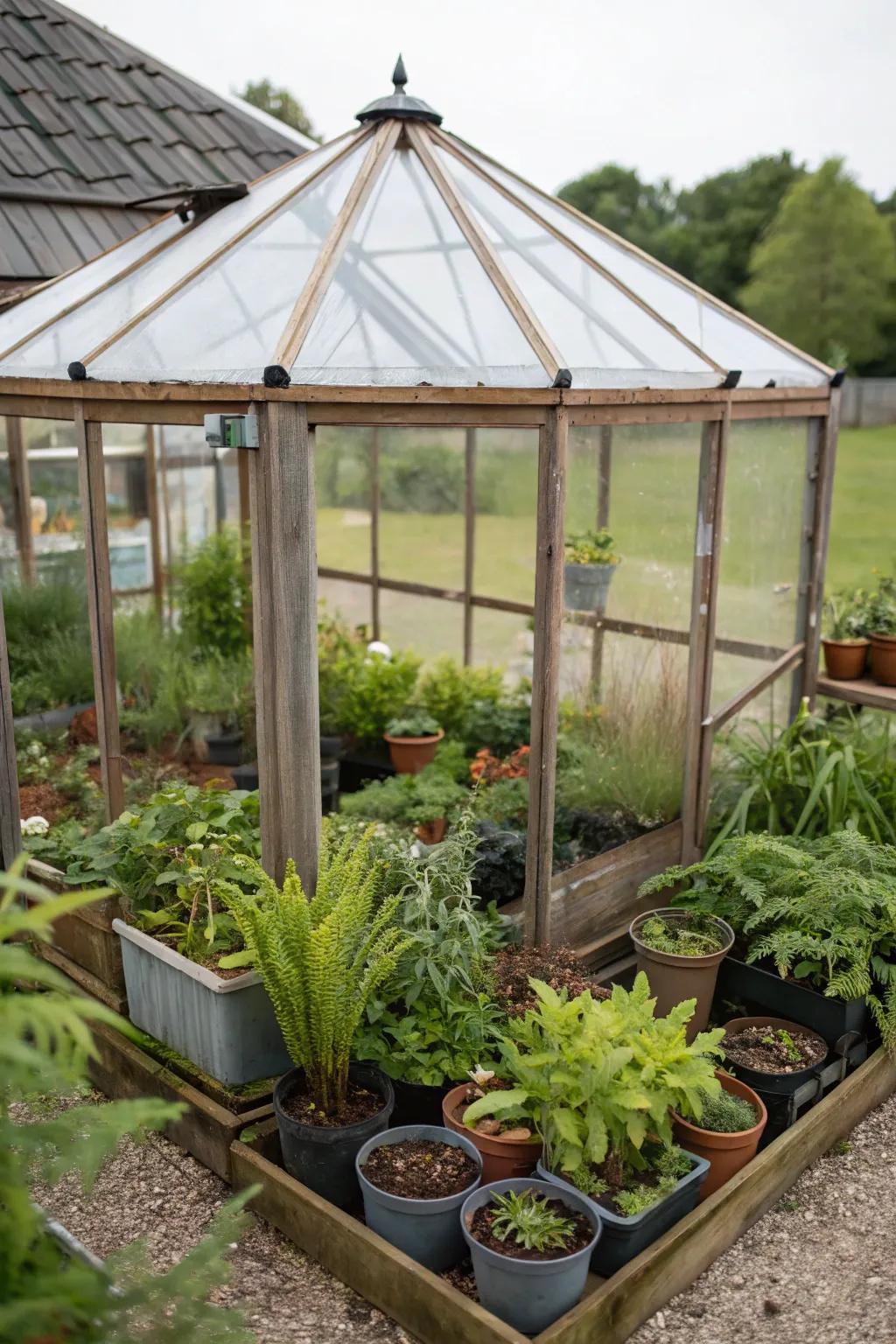 Nurture your plants in a gazebo turned mini greenhouse.