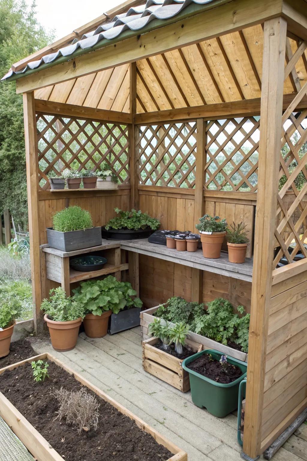 A fragrant herb garden pavilion for fresh culinary delights.