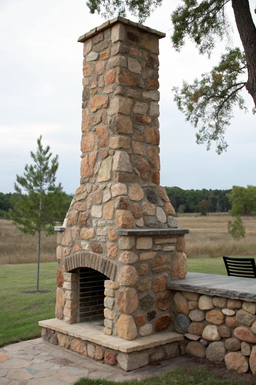 Layered stone adds texture and depth to your chimney.