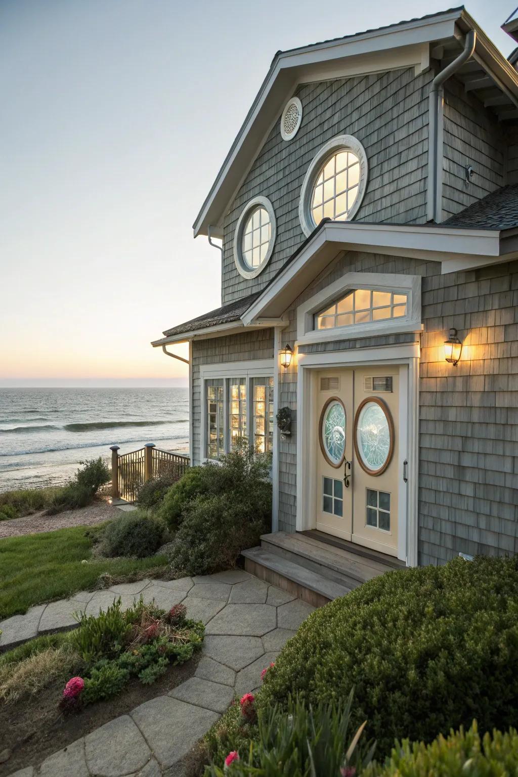 A nautical theme brought to life with porthole-style transom windows.