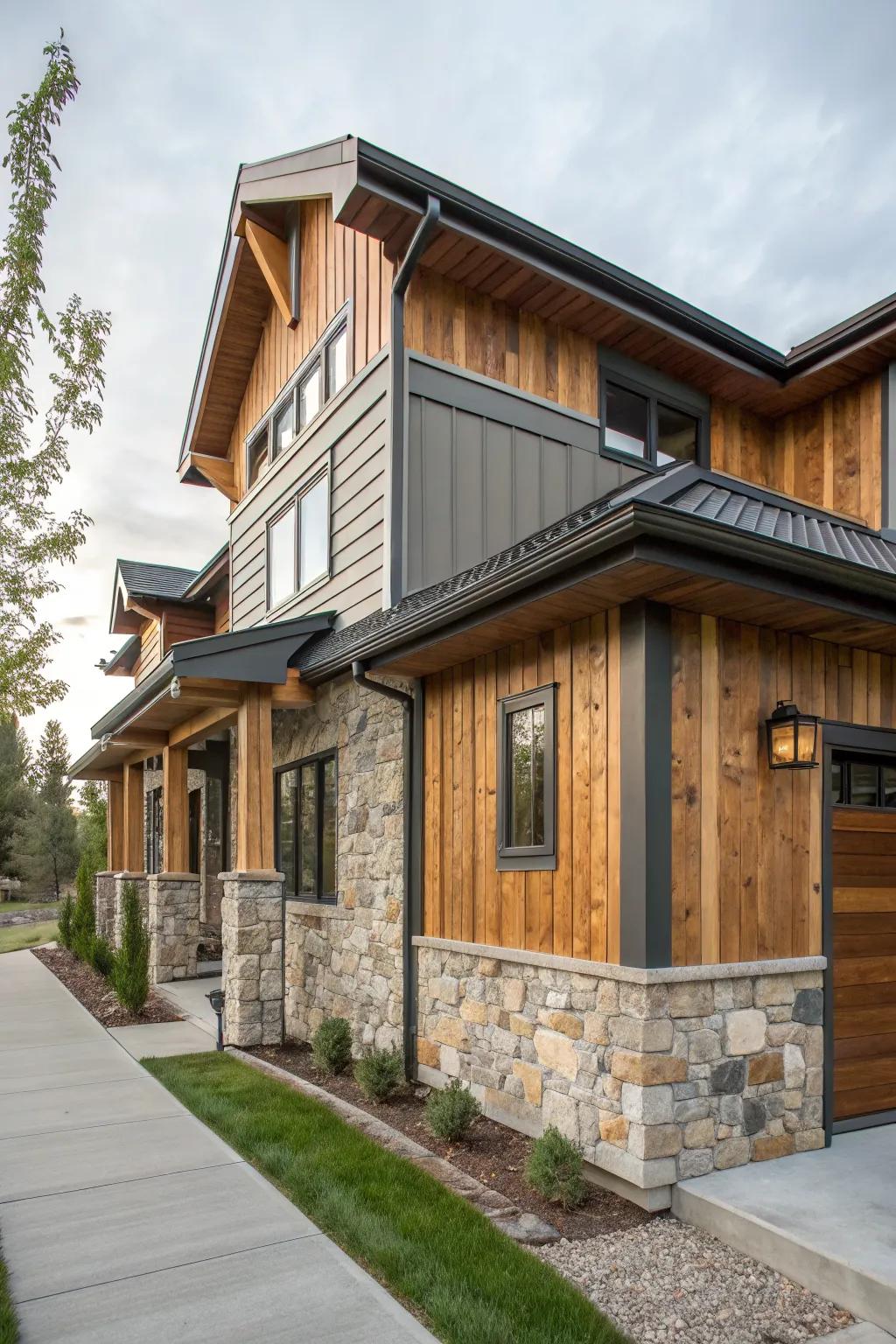 Mixing materials adds texture and dynamic appeal.