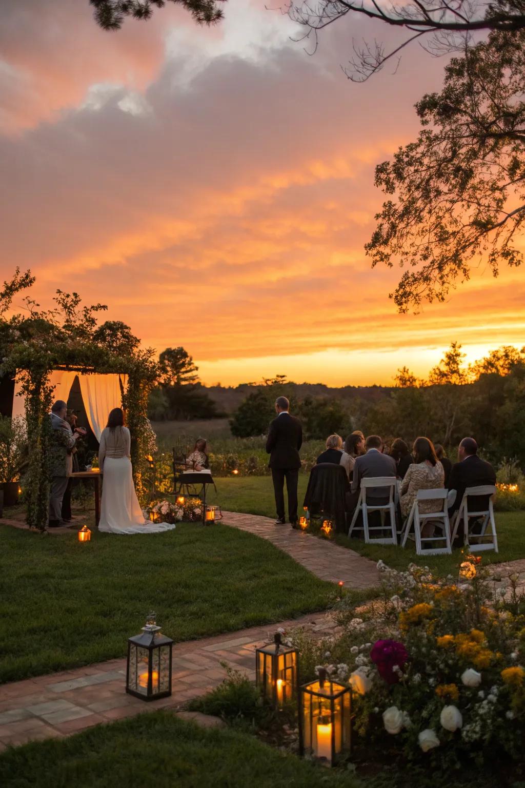 A sunset ceremony offers a breathtaking backdrop.