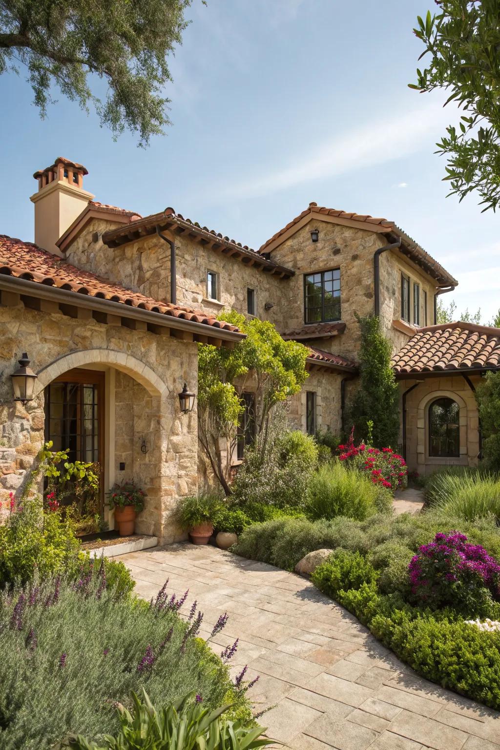 Mediterranean escape with faux stone elements