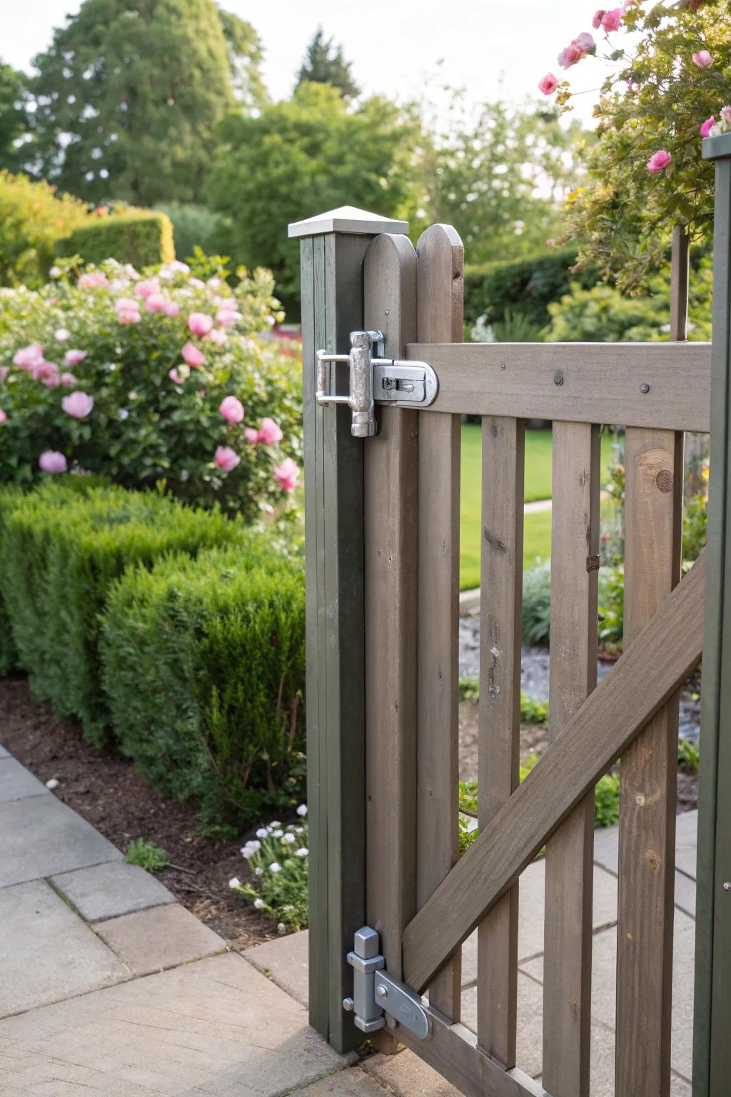 Stainless steel latches offer durability and resistance against weather.