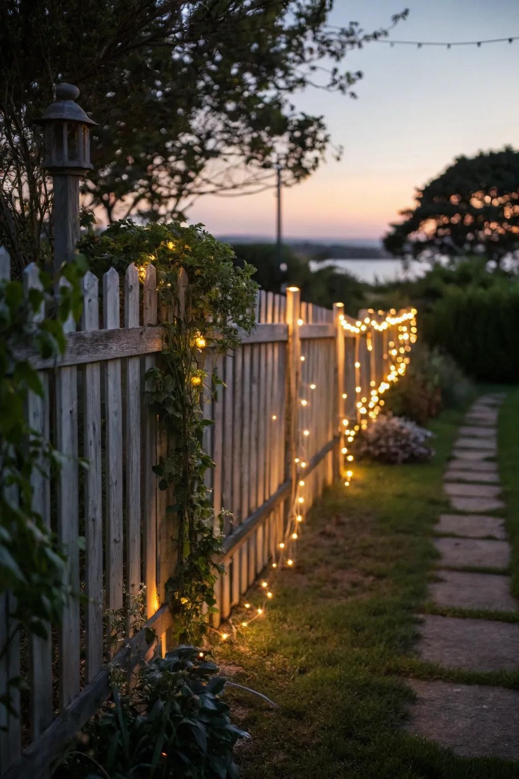 Add enchantment with solar lights for a magical nighttime glow.