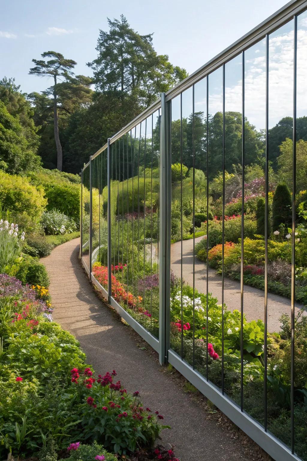 Mirrored panels expand your garden's visual space.