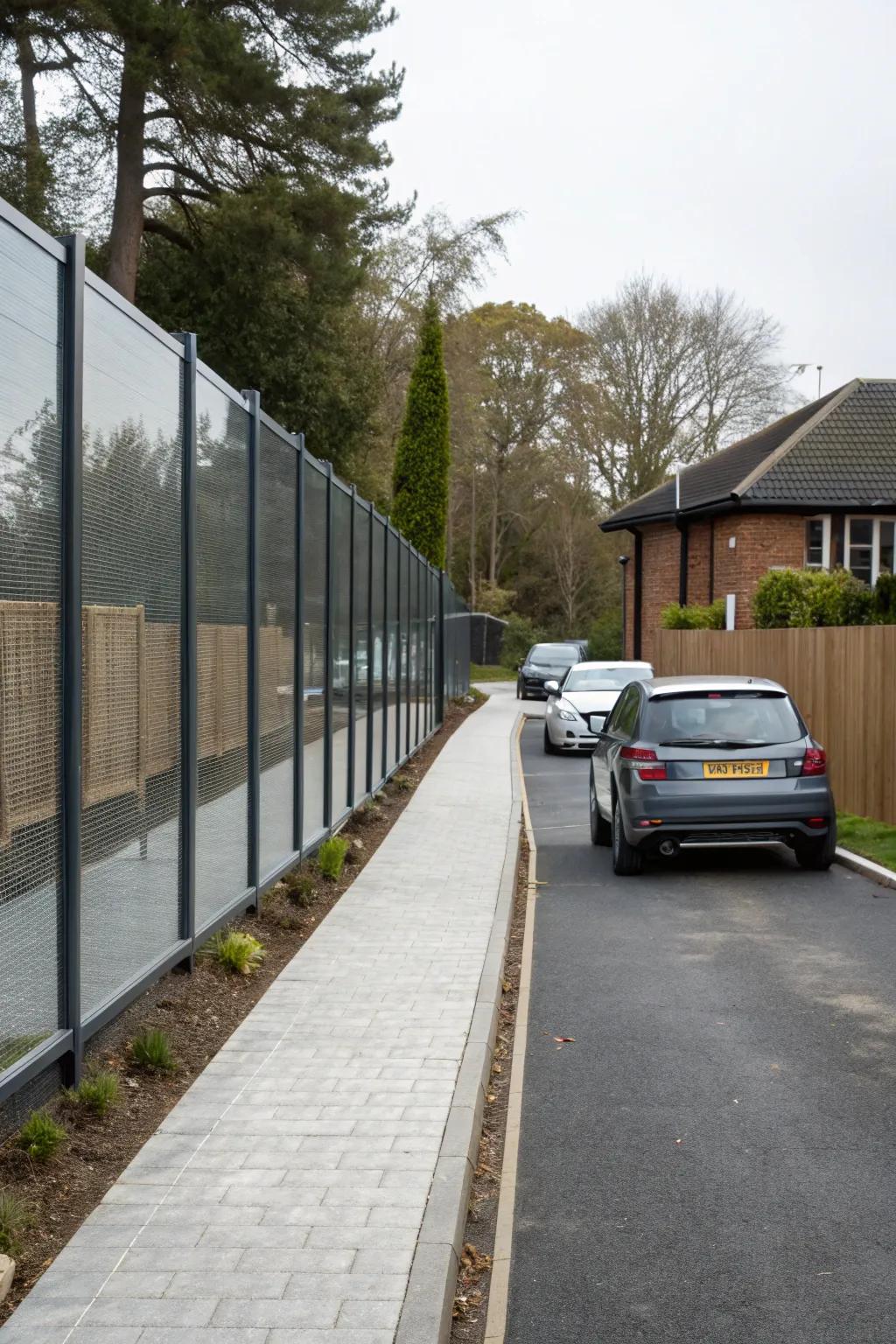 Acoustic fencing provides peace and quiet with style.