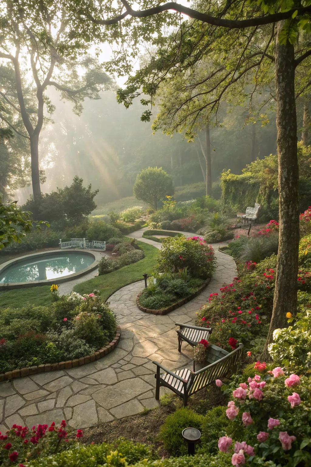 A magical secret garden emerges where a pool once was.