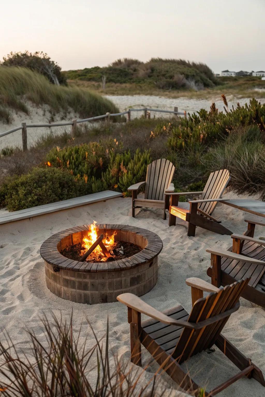 Beachside relaxation with a sand surround.