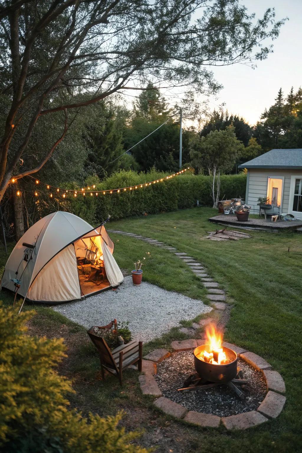 A cozy camping tent for an authentic outdoor experience.