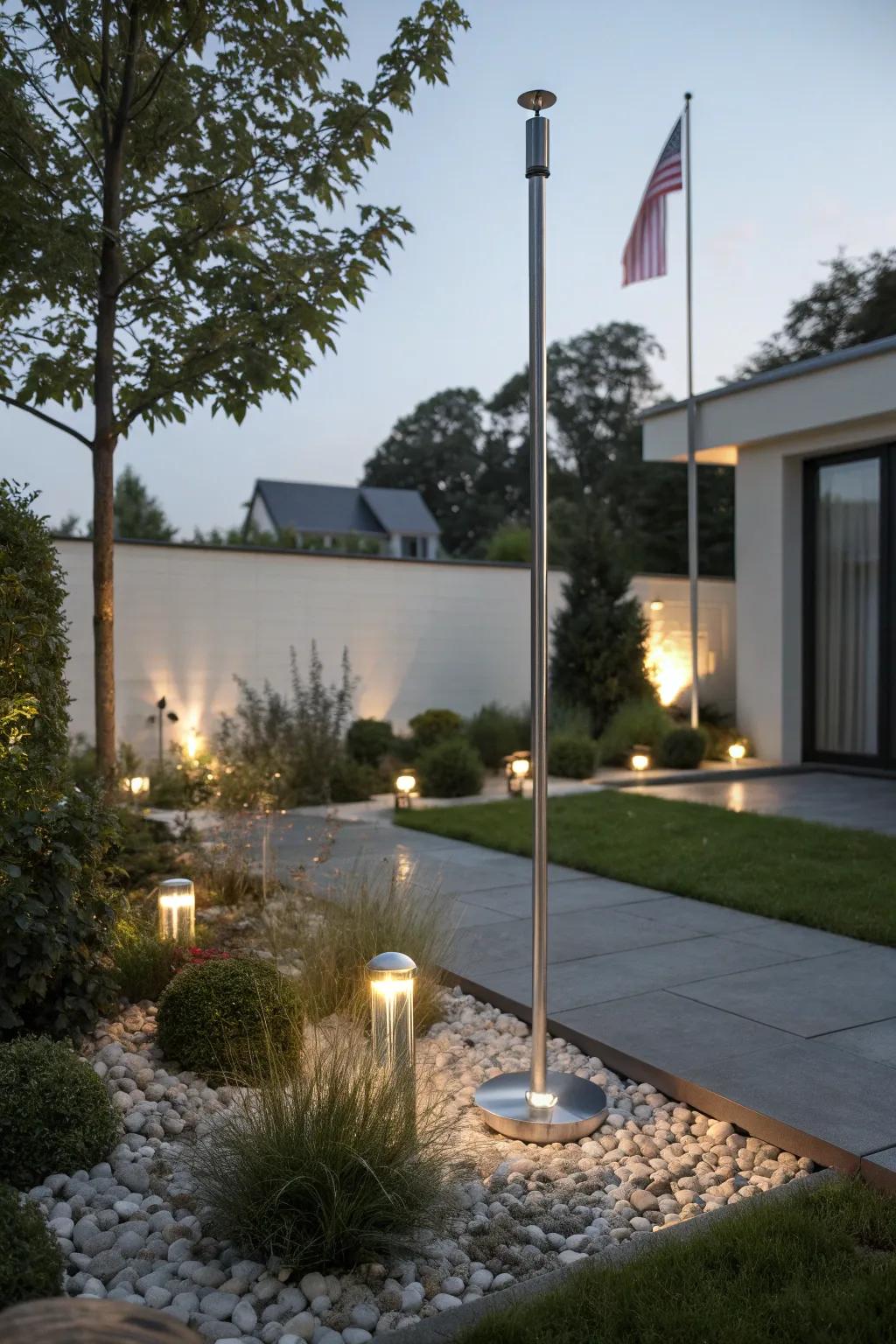 Battery-operated lights provide a clean, wire-free appearance.