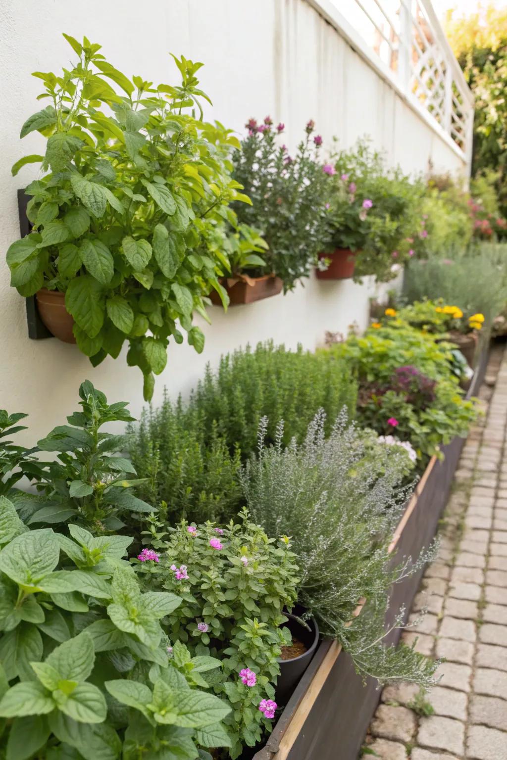 Herb wall gardens offer beauty and practicality in one.