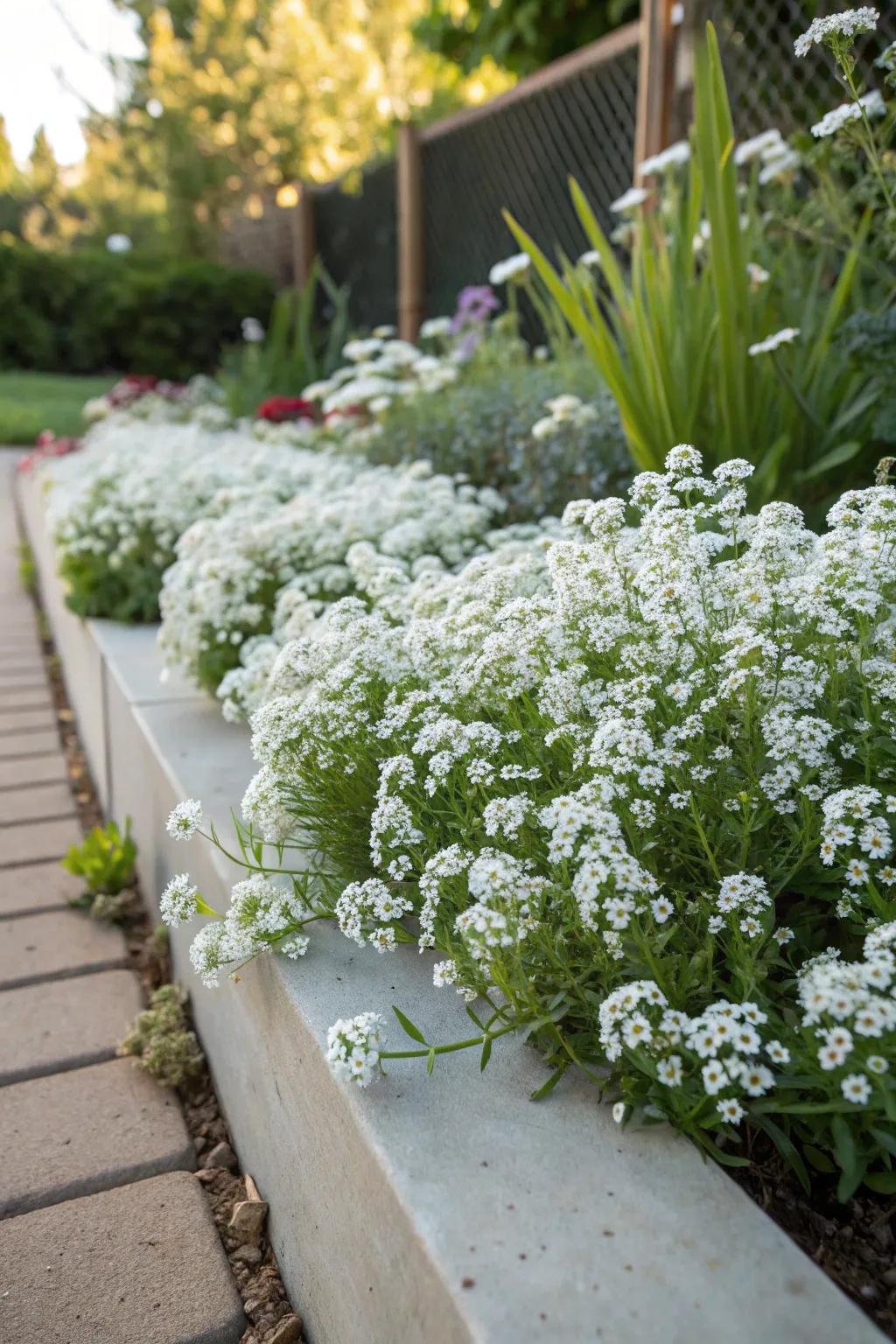 Sweet alyssum creates a fragrant border.