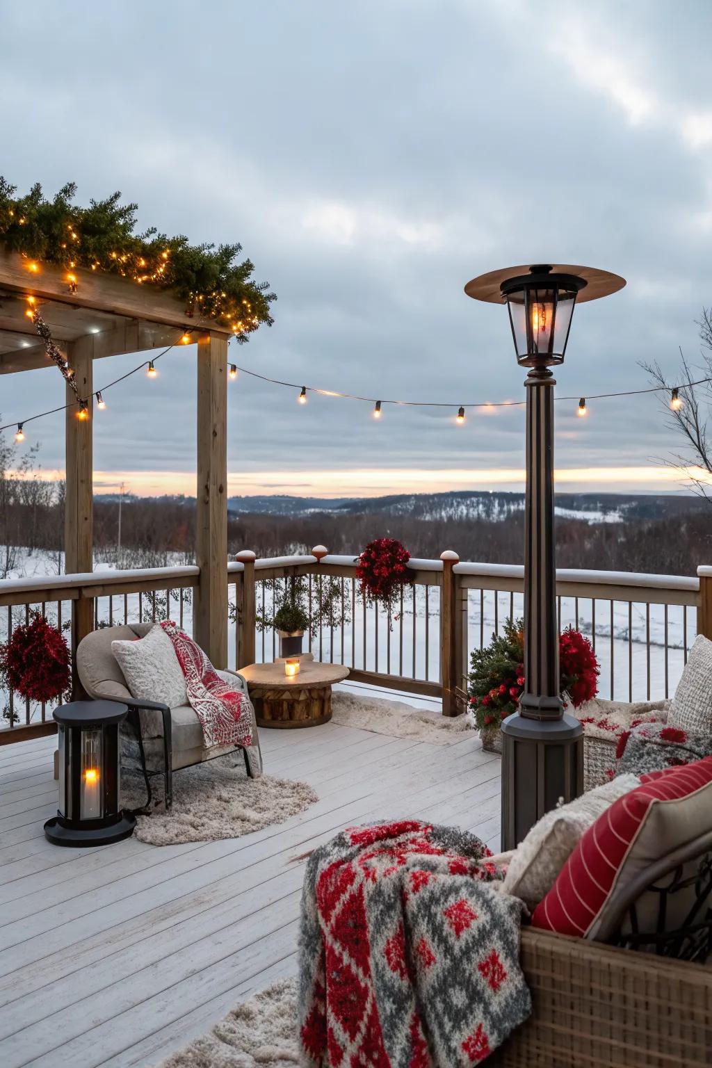 Stay warm and cozy with a winter-friendly deck design.