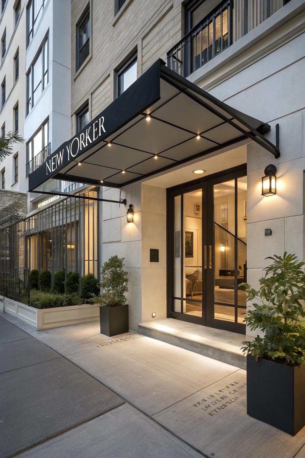 A New Yorker awning for a stylish urban entrance.