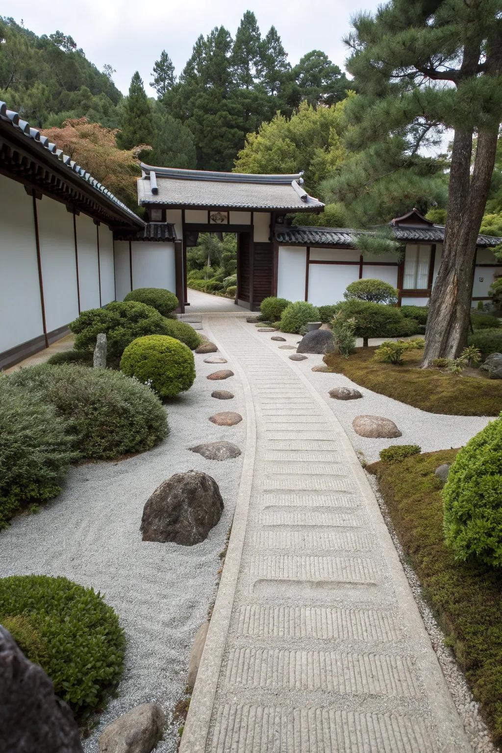 Achieve peace with a Zen garden gravel path.