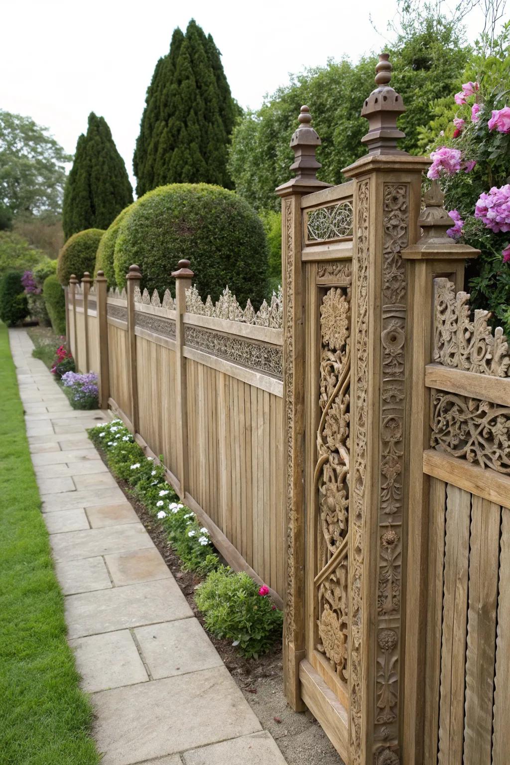 Showcase craftsmanship with an artisan wooden fence.