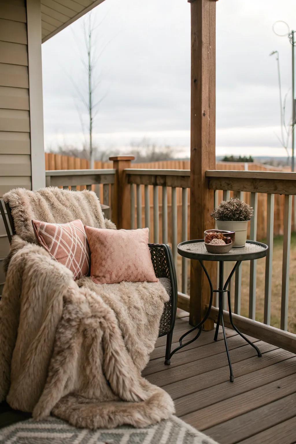 Faux fur accents add a touch of luxury and warmth.