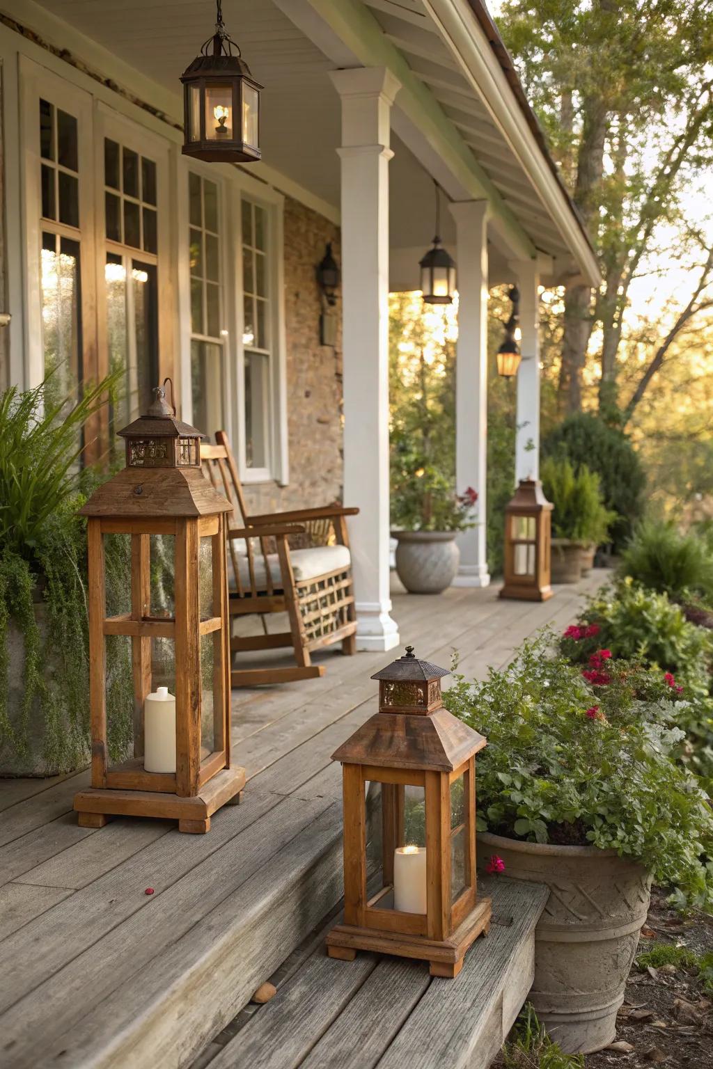 Natural materials in lanterns create an earthy vibe.