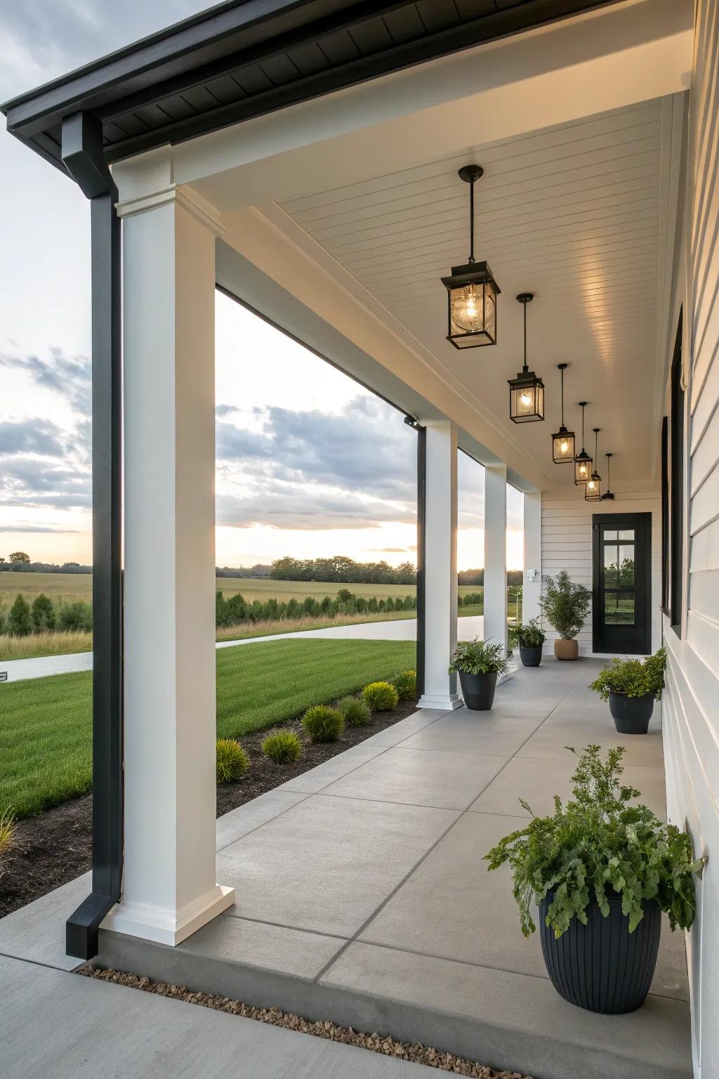 Minimalist pillars provide a clean, uncluttered look.