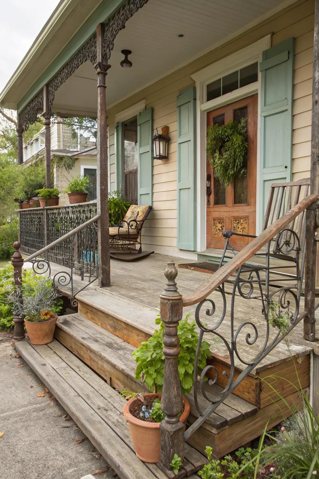 Reclaimed materials add vintage charm and sustainability.
