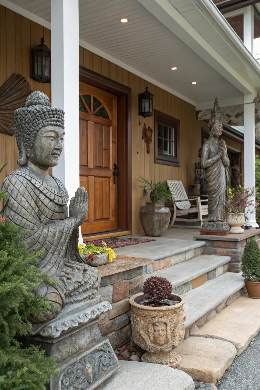 Mix materials to create textural interest and depth on your porch.