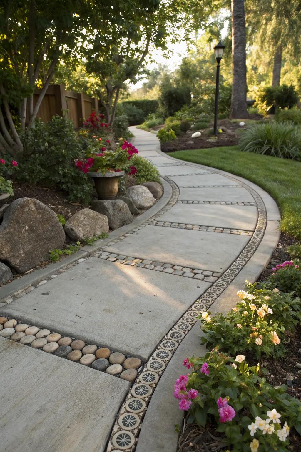 Personalize your path with decorative stone accents for a unique touch.