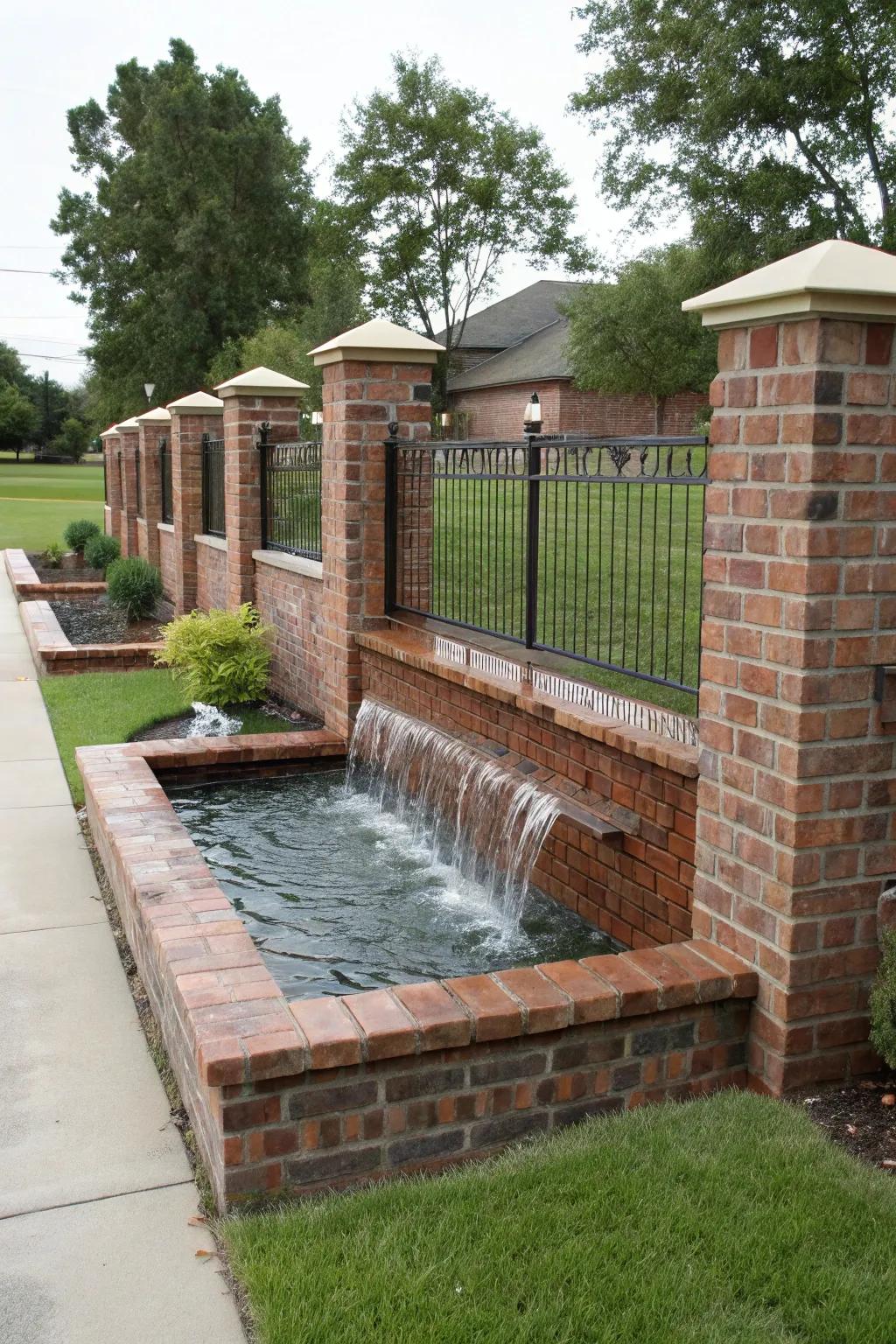 Create a serene atmosphere with a water feature in your fence.