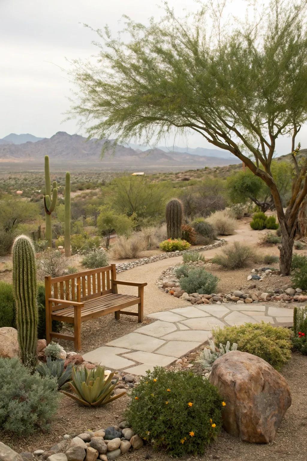 A meditation corner offers a tranquil retreat in your front yard.