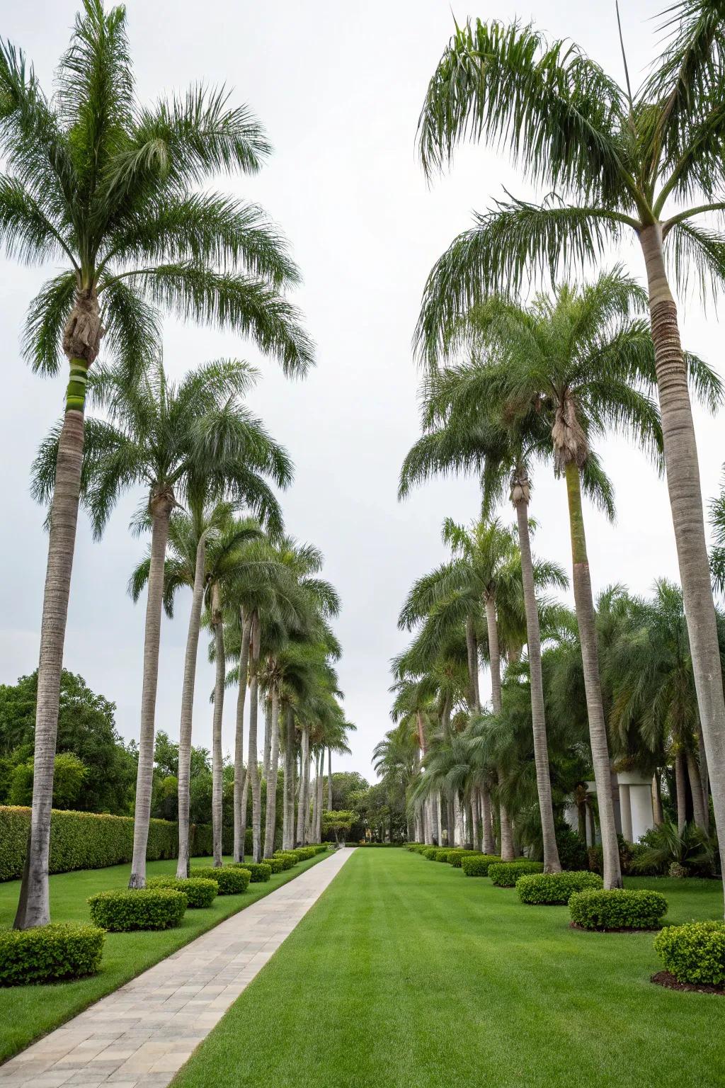Symmetrical palm arrangements bring balance and formality to your yard.