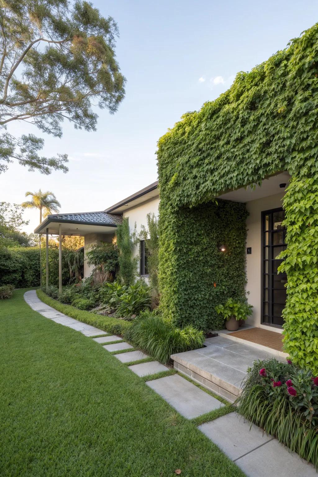 A living wall serves as a unique and natural privacy screen.
