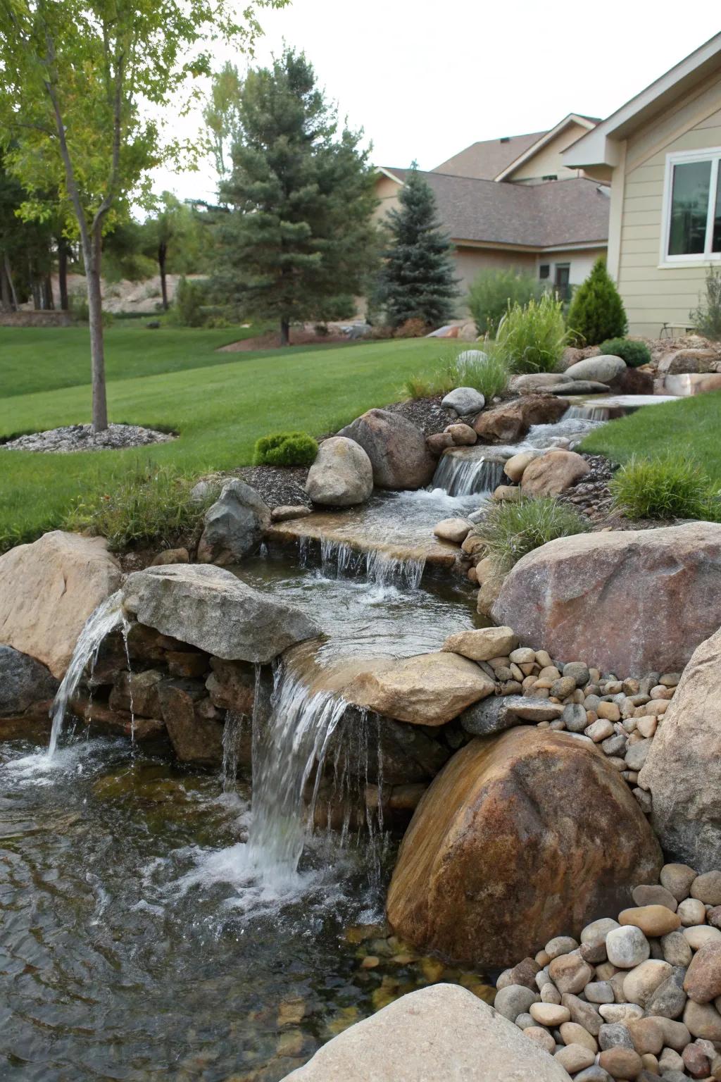 A pondless waterfall offers simplicity and ease of maintenance.