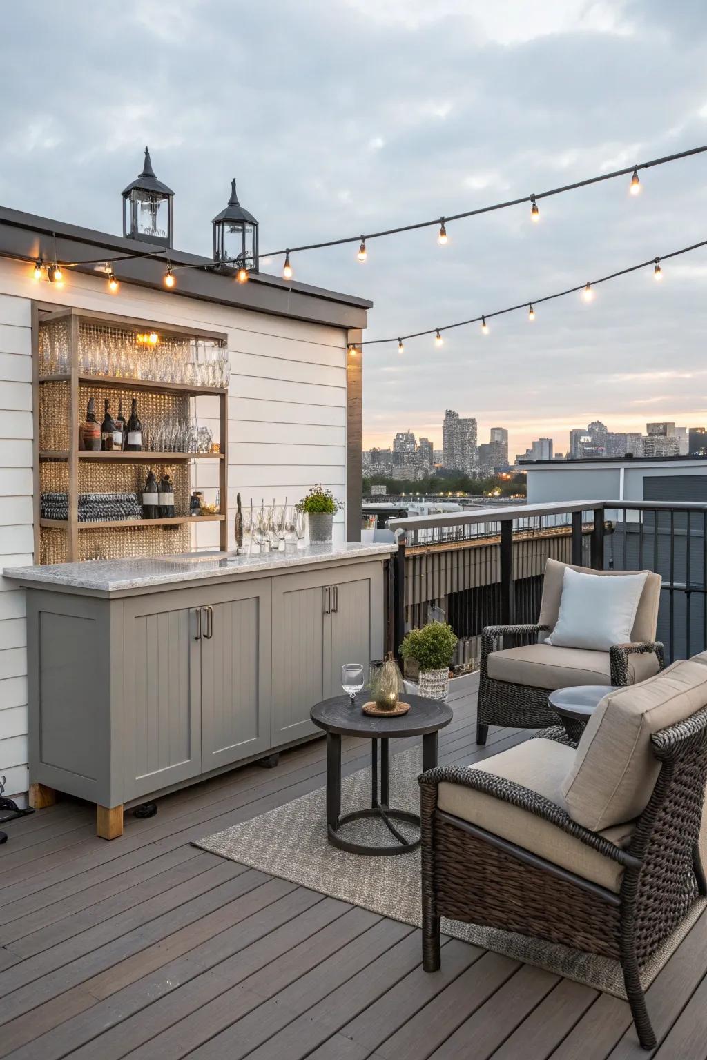 Enjoy a drink with a view at your rooftop mini bar.