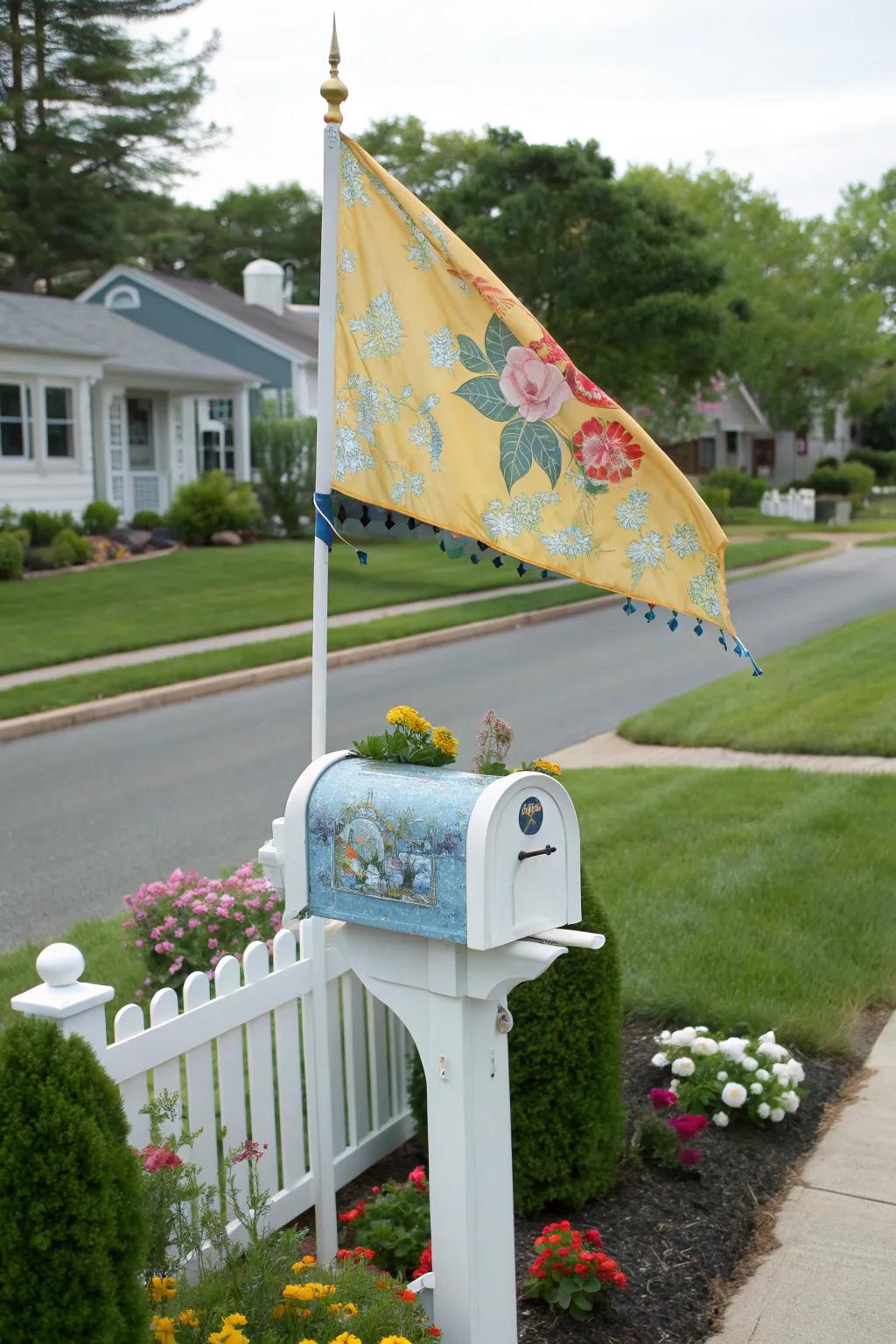 Flag adding charm to a mailbox