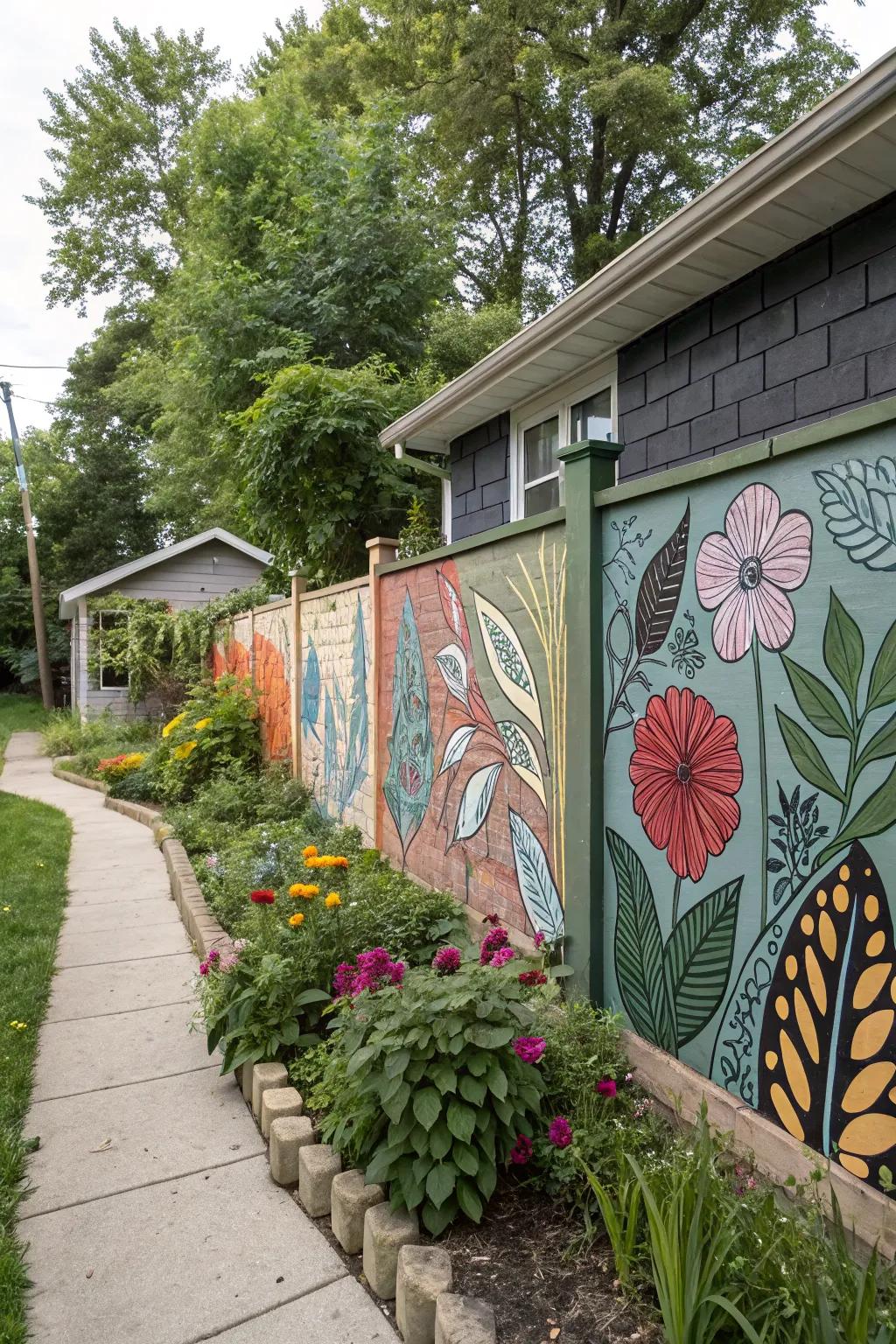 Eclectic murals blend various inspirations into one artwork.