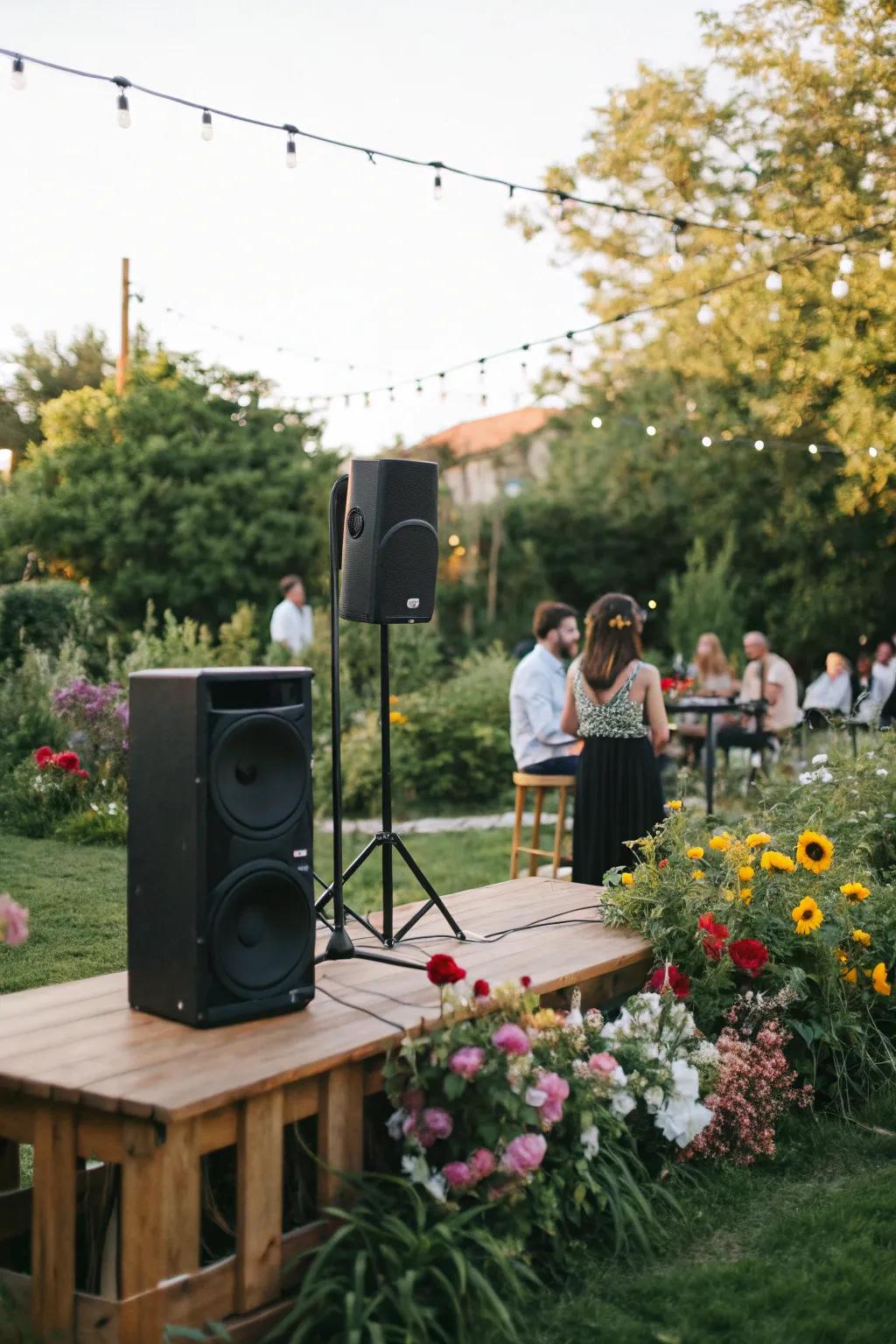A garden-inspired playlist sets the mood with nature-themed tunes.