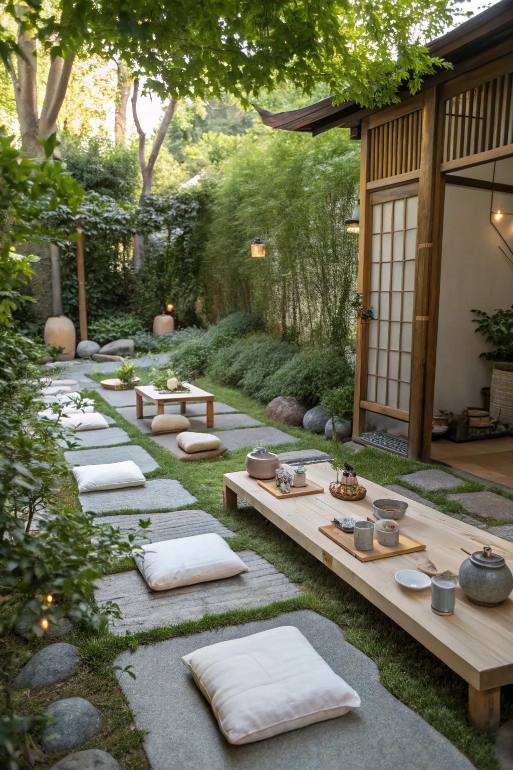 A personal zen zone for relaxation and rejuvenation in a garden workshop.