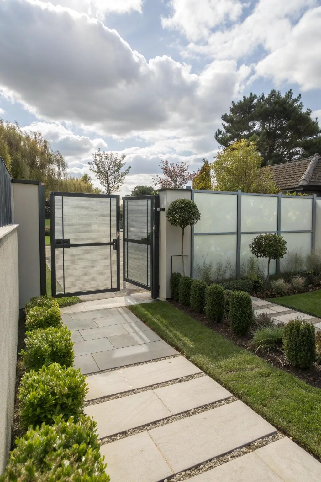 Floating panels create a modern and unique gate.