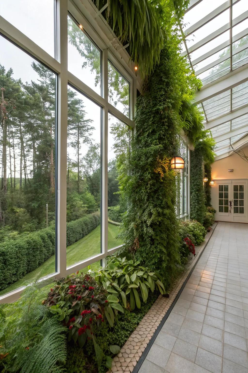 A personal garden oasis adds lush greenery to the porch.
